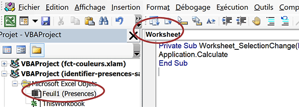 Code Visual Basic Excel pour recalculer toutes les formules au clic de la souris dans une cellule de la feuille