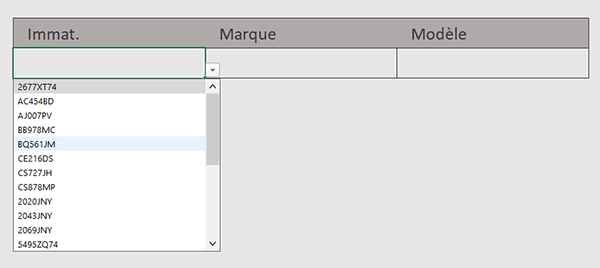 Liste déroulante Excel à partir de plusieurs sources de données