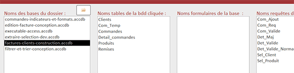 Récupérer et lister les noms de requêtes d-une base de données externe en VBA Access