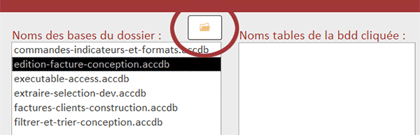 Lister les noms de bases de données externes sur un formulaire VBA Access