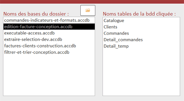 Récupérer et lister les noms de tables d-une autre base de données en VBA Access