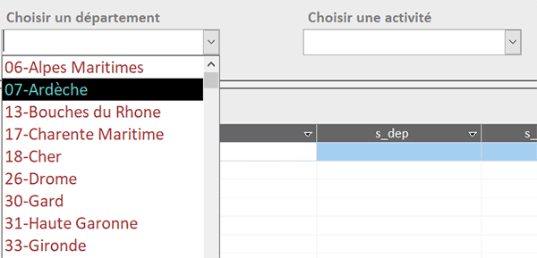 Charger une liste déroulante de formulaire Access à partir de données issues d-Excel