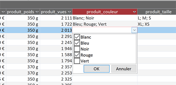 Listes déroulantes à choix multiples avec des cases à cocher dans une table Access