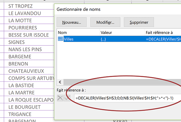 Fonction Excel Decaler pour agrandir hauteur de la plage de cellules en fonction de son contenu