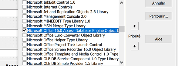 Ajouter la référence à Access dans le projet VBA Word