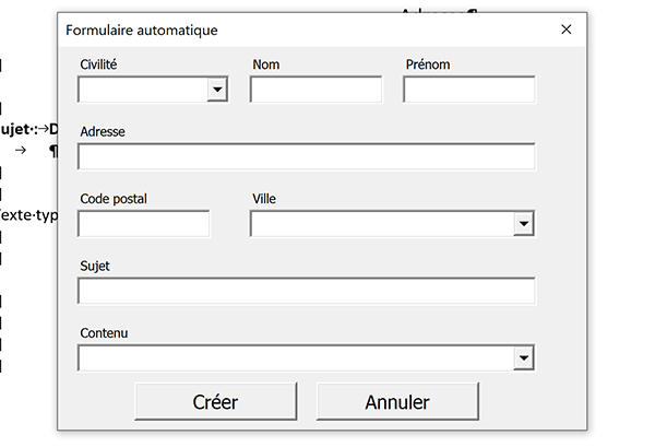 Formulaire VBA Word pour nourrir liste déroulante avec données Access en VBA