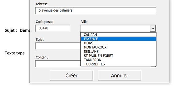 Liste dépendante sur un UserForm VBA Word en fonction du code postal saisi dans une zone de texte