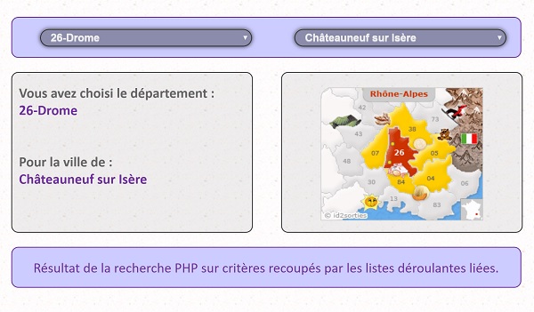 Listes déroulantes à choix liés et dépendants sur page Internet générée en Javascript