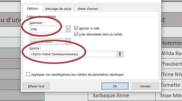 Adapter les contenus des listes déroulantes Excel en fonction des choix réalisés avant