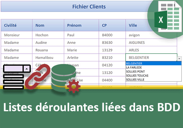 Listes déroulantes reliées sur tous les enregistrements de la base de données Excel