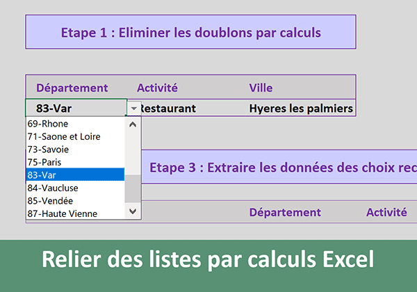 Listes déroulantes Excel reliées entre elles par calculs