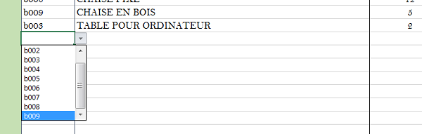 Liste déroulante statique Excel