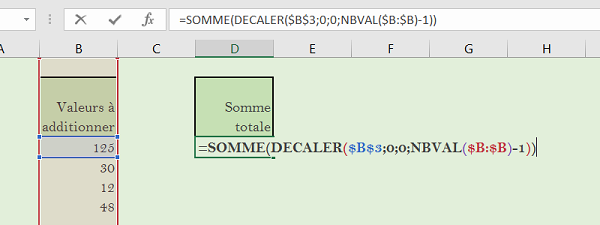 Somme dynamique dans Excel pour intégrer nouvelles valeurs dans calcul