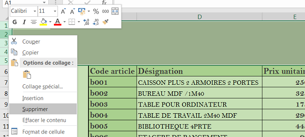 Supprimer plusieurs lignes Excel en 1 seul clic