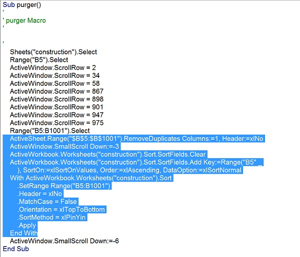 Code VBA Excel Macro automatique pour trier et supprimer doublons afin de remplir liste déroulante