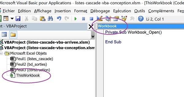 Gestionnaire événement pour déclencher actions automatiques ouverture classeur par code VBA Excel