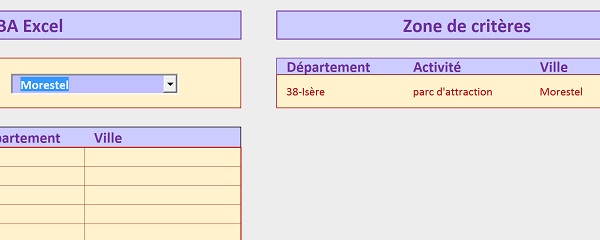 3 listes déroulantes Excel remplies automatiquement et reliées entre elles avec des choix entonnoir en cascade