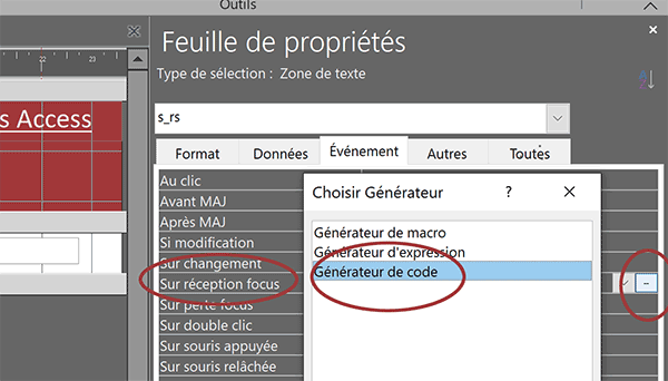 Déclencher un code VBA Access quand un contrôle du formulaire est activé