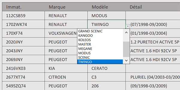 Multiples listes déroulantes dépendantes avec Excel