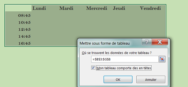 Création rapide de planning grâce aux séries logiques Excel