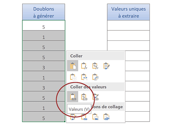 Dissocier les valeurs des formules après copier-coller avec balise active Excel