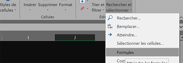 Rechercher les formules de calcul dans une feuille Excel