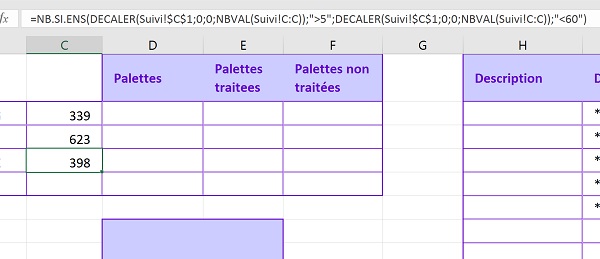 Dénombrement multicritère dynamique Excel grâce aux fonctions Nb.Si.Ens et Decaler