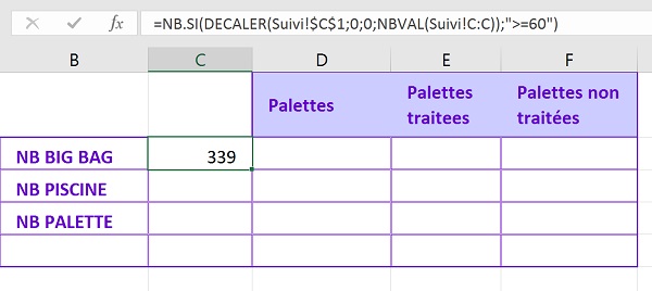 Dénombrer selon critères Excel sur base de données évolutive