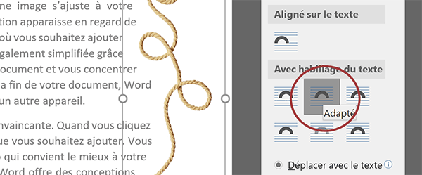 Texte Word suit les contours pour image répétée sur toutes les pages du document et placée dans la marge