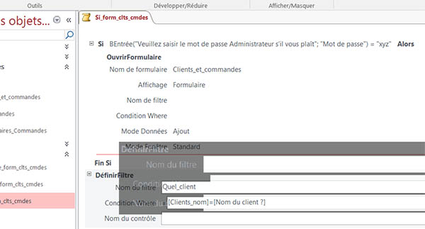 Actions de macros Access sans une fonction Si