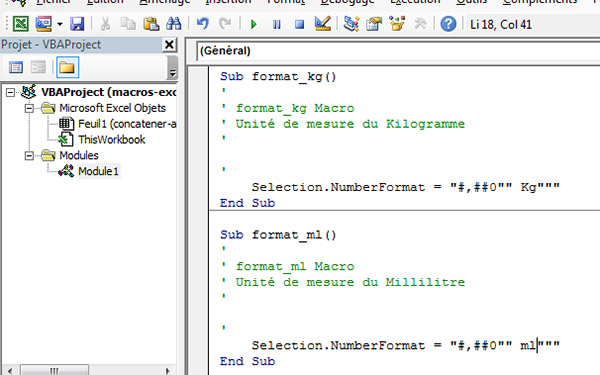 Recopier code macro vba Excel