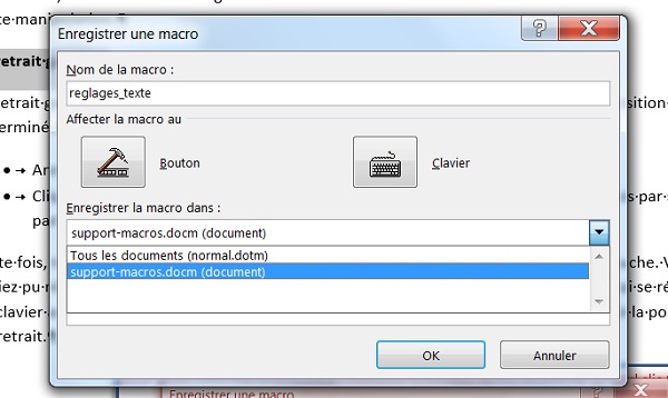 Créer une macro dans Word