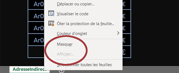 Empêcher d-afficher les feuilles masquées avec Excel