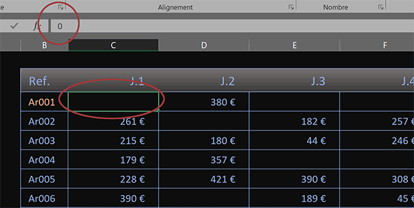 Cacher les zéros dans les tableaux Excel