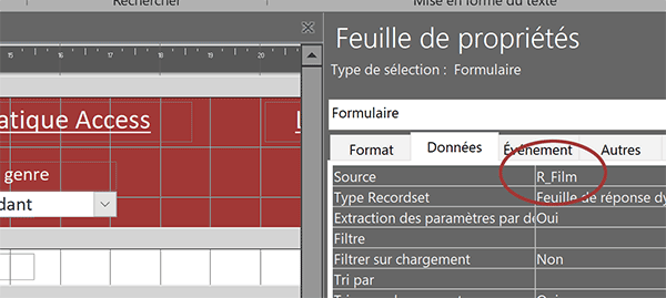 Source de données et contenu du formulaire Access adaptés automatiquement malgré le changement de nom de la table