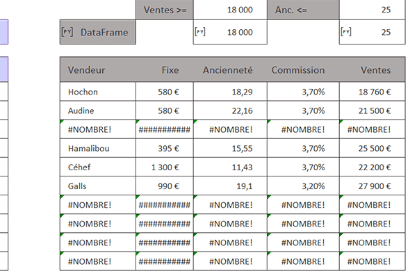 Extractions sur critères recoupés par formule Python dans Excel