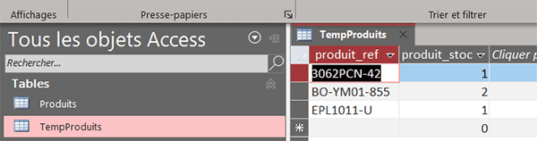 Quantités achetées sur facture VBA Word mémorisées dans la table Access