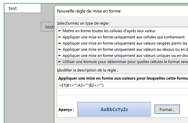 Règle de mise en forme conditionnelle Excel pour formater automatiquement les titres de tableaux