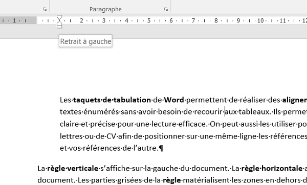 Retrait gauche pour décaler le paragraphe à droite