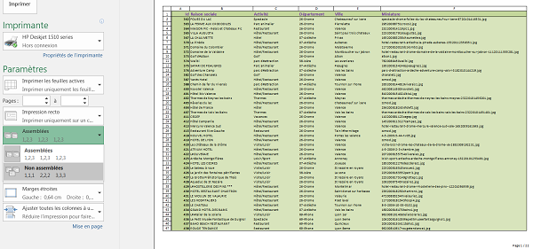 Aperçu avant imprimer tableau Excel complexe mis en page