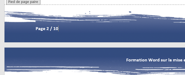 Numérotation automatique pied de page document Word