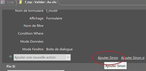 Ajouter une branche Else (Sinon) dans une fonction Si de macro Access