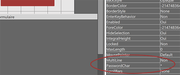 Choix du caractère pour encoder le mot de passe dans une zone de texte ActiveX Access