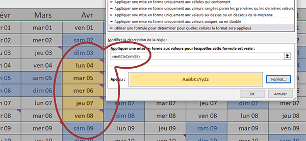 Repérer en couleur les commentaires avec certains mots clés avec une fonction VBA Excel