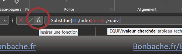 Assistant fonction Excel pour aider à construire la formule matricielle