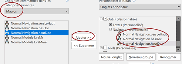 Ajouter les boutons de macro dans le nouveau ruban Word