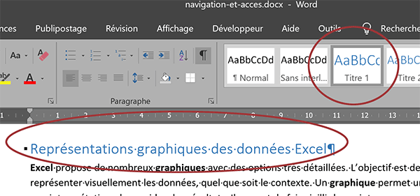 Styles de mise en forme dans le document Word pour détecter automatiquement les titres par le code VBA