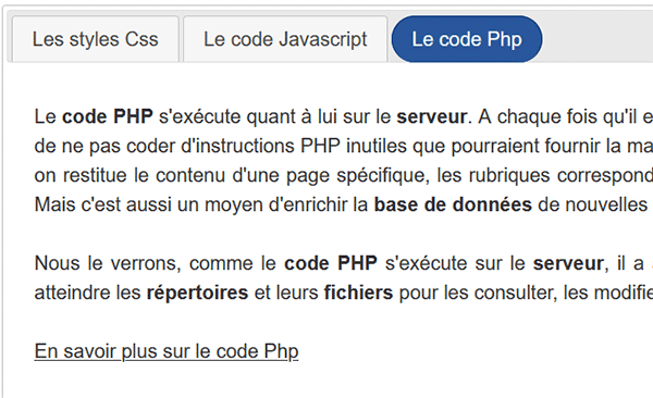 Afficher les rubriques Html dans des onglets JQuery