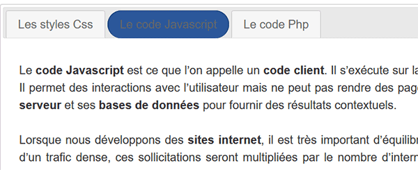 Navigation Html par onglets avec le code JQuery