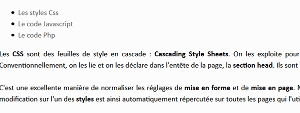 Listes à puces Html pour créer des onglets en JQuery